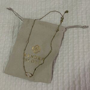 Kendra Scott Necklace White/ Pink Oval Stone, Bronze (Rusted) Chain.